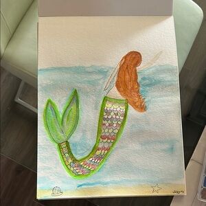 Green and Brown Ethereal Mermaid Painting